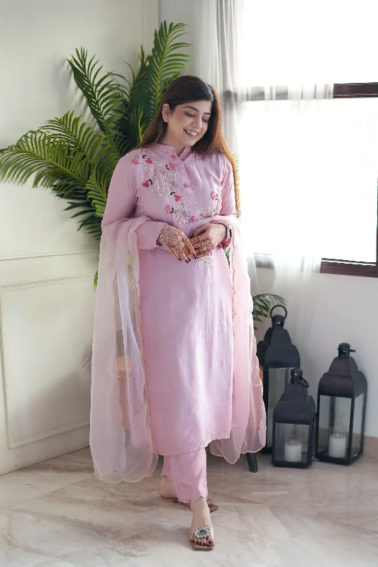 Classic Series Madhu Pink Silk Suit Set