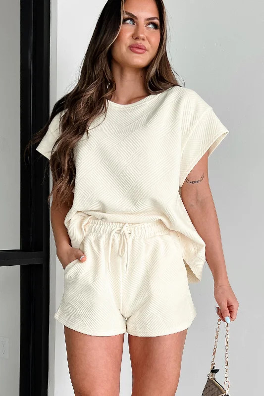 Breezy Comfort Cool & Collected Oversized Geometric Top (Cream)