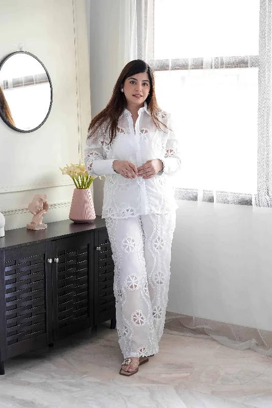 Urban Chic Louis White Cutwork Co ord Set