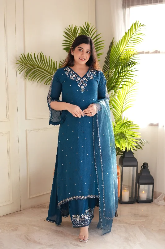 Slim Fit Fazeena Blue Upside Down Suit Set