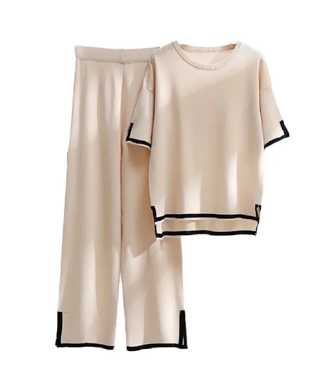 Light Layers Scoop Neck And Cropped Pants Knit Loungewear Set