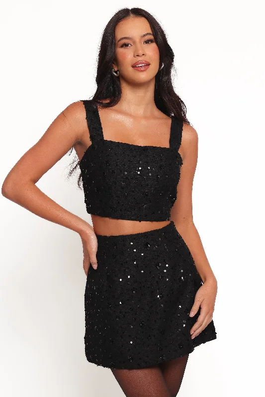 Casual Ease Shavvy Mini Skirt Set - Black