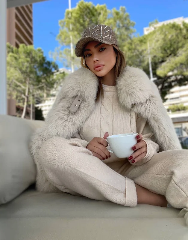 Fresh And Natural Cozy Soft Cable Knit Pants Set