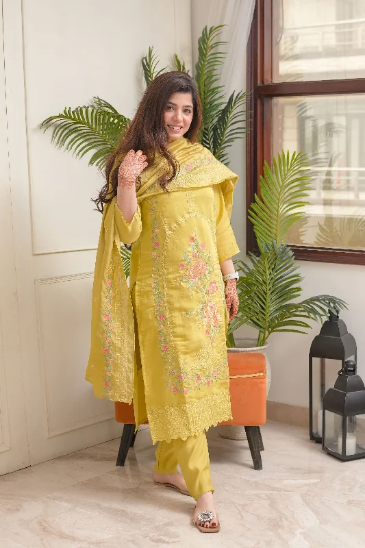 Unique Design ILahi Yellow Embroidered Suit Set