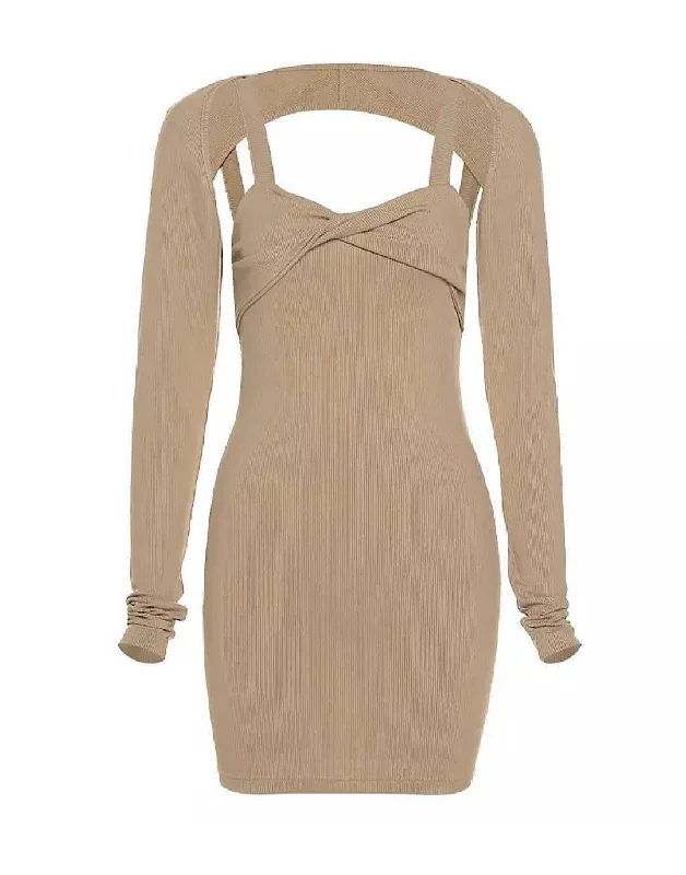 Boutique Recommendation Knitted Twisted Front Dress Set