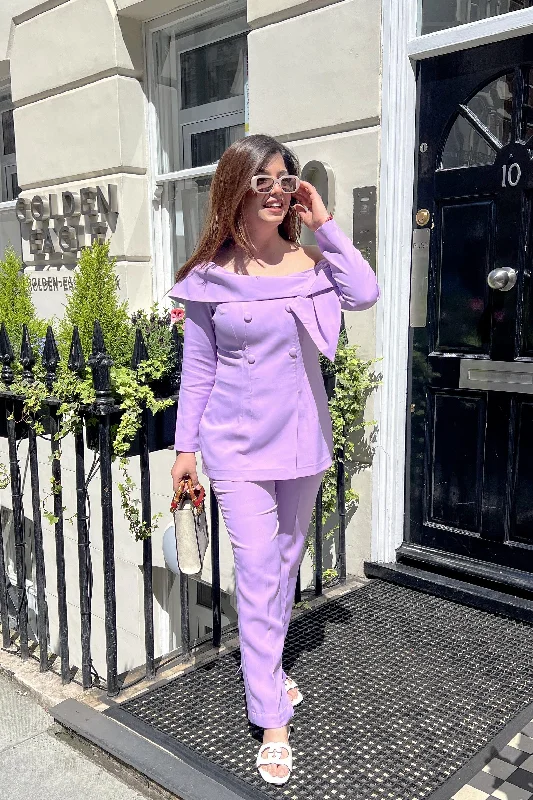 Comfy Chic Wear Eden Purple Off Shoulder Cordset