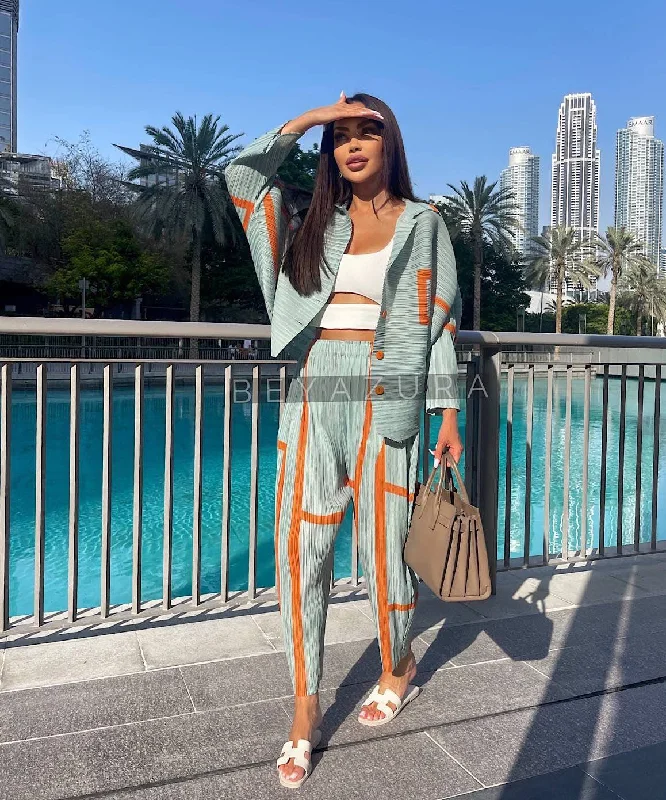 Comfortable Sweaters Pleated Loose Shirt And Pants Set