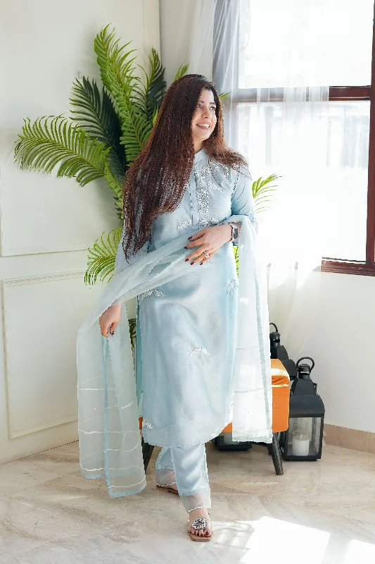 Soft Looks Neyamat Blue Silk Suit