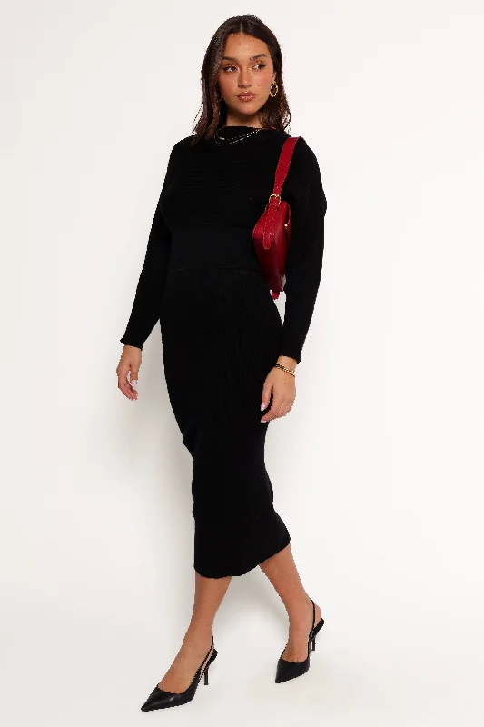 Minimal Comfort Serena Knitted Set - Black