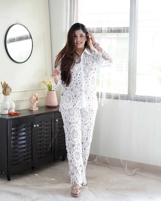 Comfortable Tops Joe Cutwork Co ord Set With Attached Lining