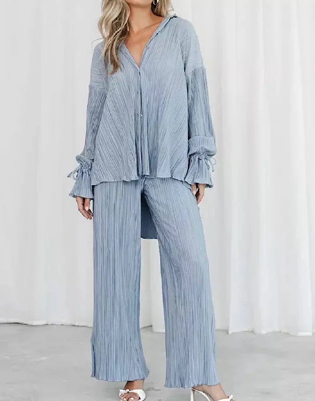 Fashionable And Versatile Two Piece Oversized Shirt Pants Set