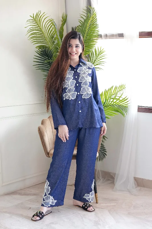 Celebrity Style Lea Blue Tencel Denim Cordset