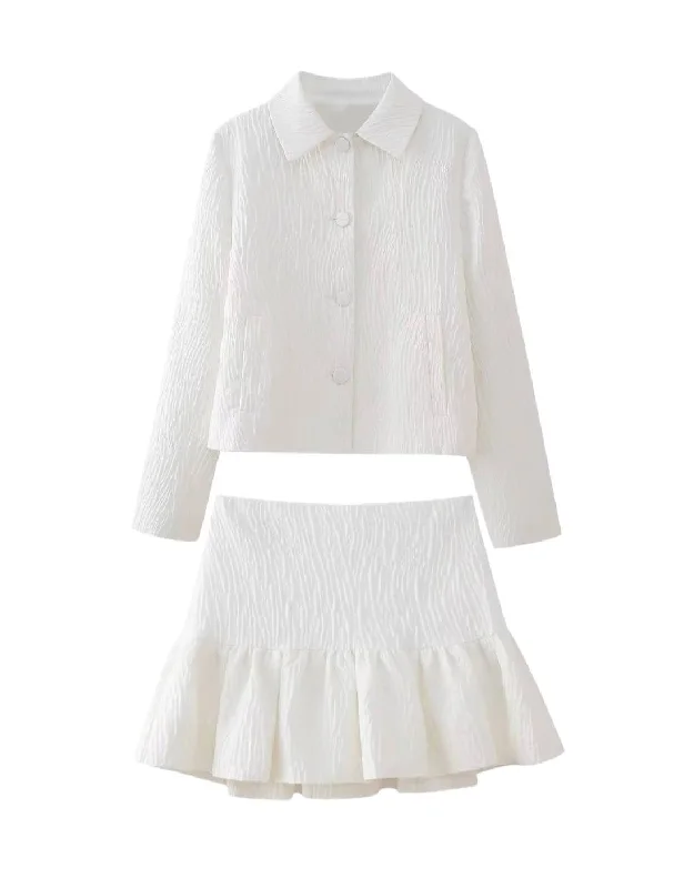 Trends Shirt And Short Skirt Set In White