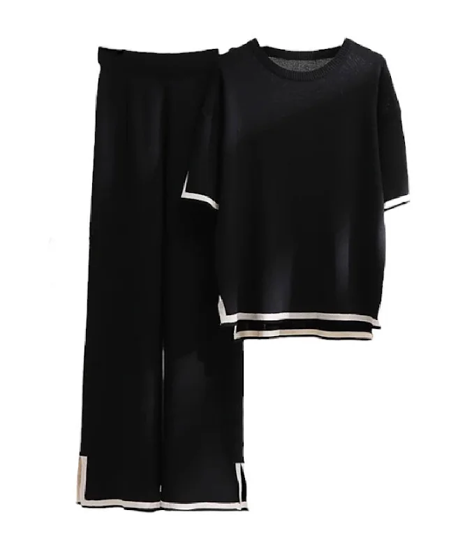 Cozy Essentials Scoop Neck And Cropped Pants Knit Loungewear Set