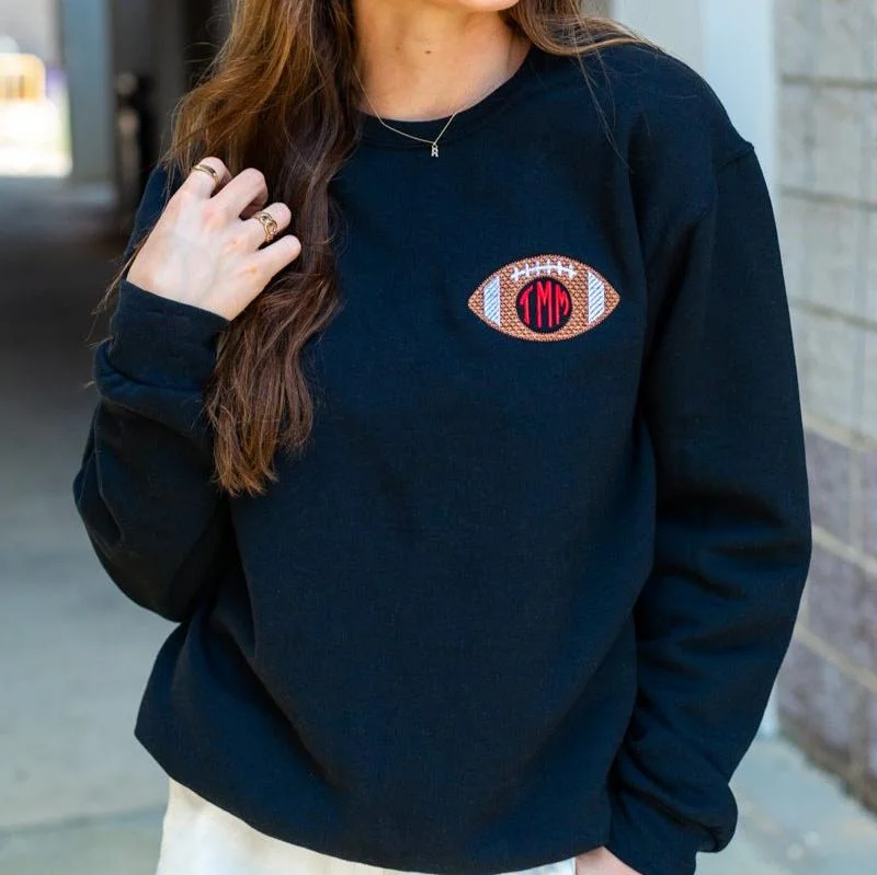 Warm Atmosphere Monogrammed Football Crewneck Sweatshirt
