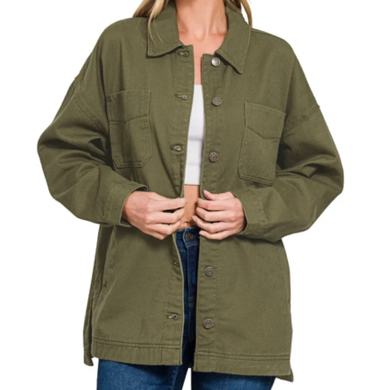 Warm Wear Dylan Oversized Utility Jacket Olive