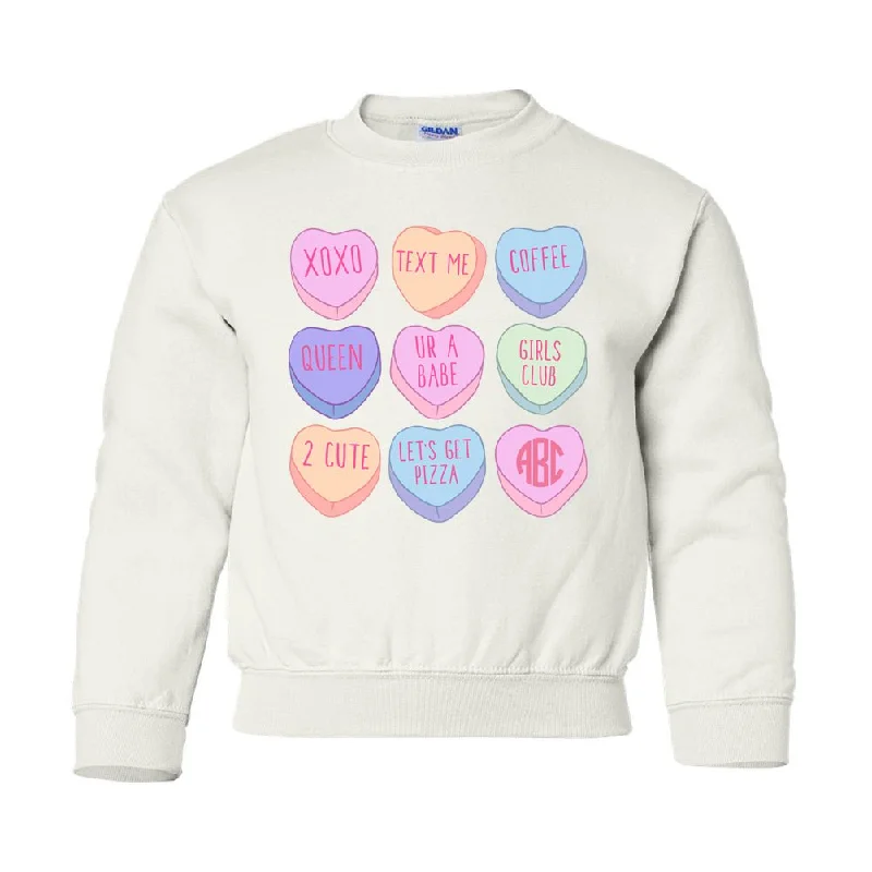 Breezy Style Kids Monogrammed 'Candy Hearts' Crewneck Sweatshirt