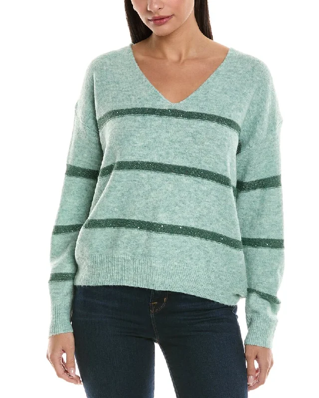 Exquisite Embroidery Anna Kay Kelly Moi Striped Cashmere-Blend Sweater