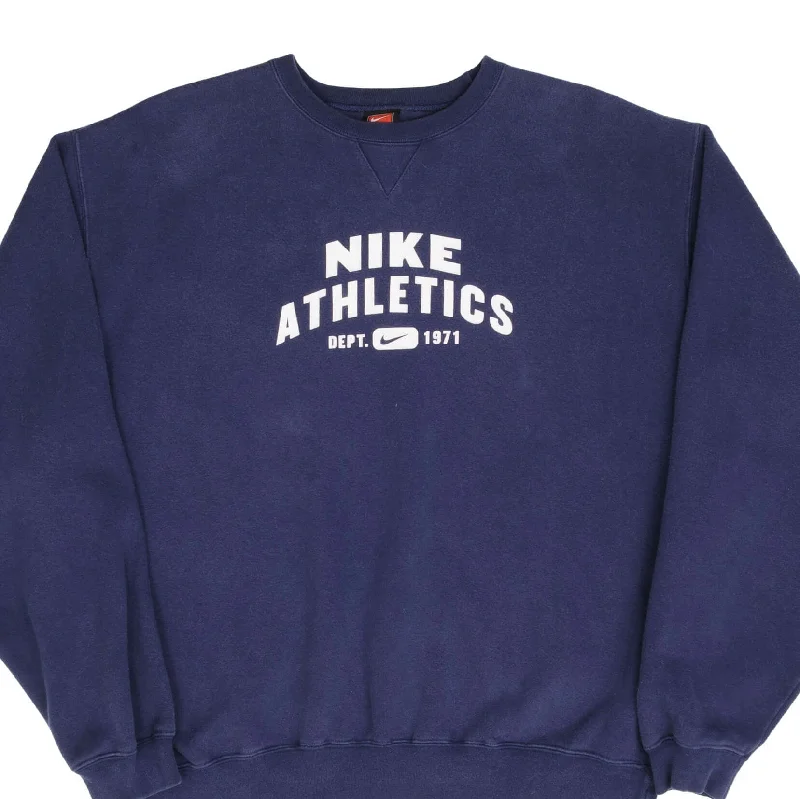 Sporty Elegance VINTAGE NIKE ATHLETICS SPELLOUT BLUE SWEATSHIRT 1990S SIZE LARGE