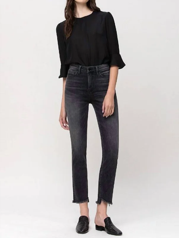 Retro Prints Kenny High Rise Straight Jean In Washed Black