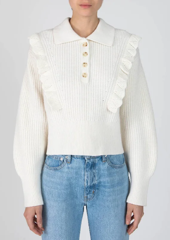 Celebrity Picks Noelia Collared Ruffle Sweater In Ivory
