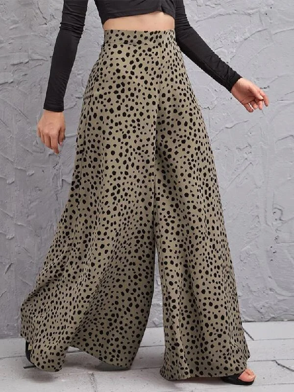 Outdoor Trend Leopard Print Wide-Leg Pants