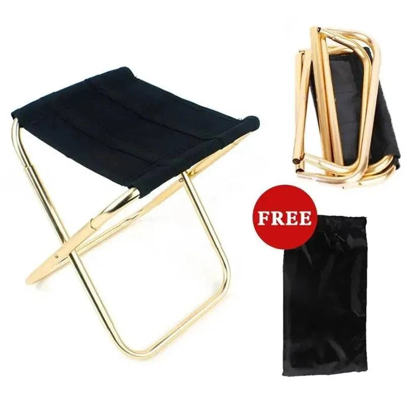 Smart Comfort Wear Outdoor Camping Chair Golden Aluminum Alloy Folding Chair With Bag Stool Seat Fishing Camping