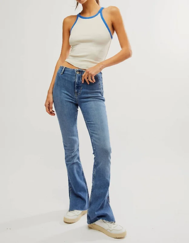 Mid-length Style Level Up Bootcut Jeans In Sunburst Blue