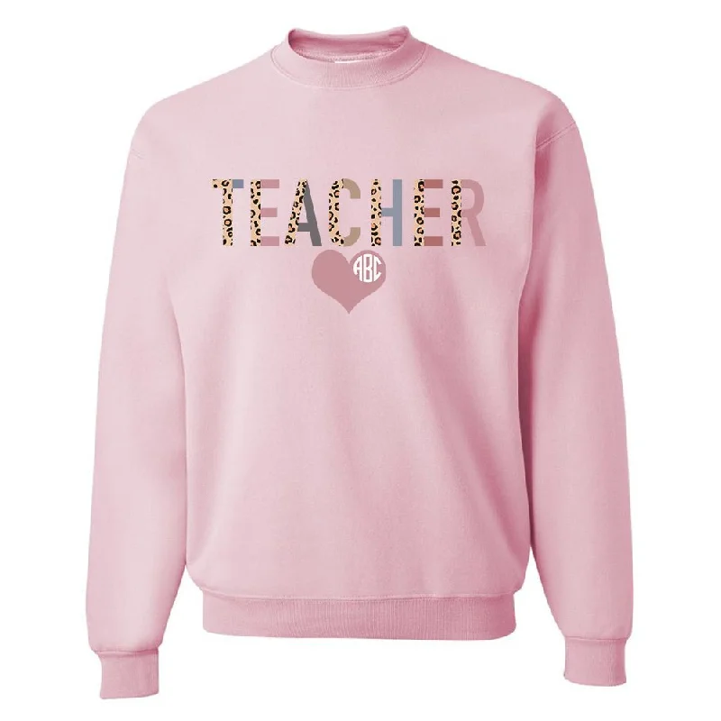 High-end Wear Monogrammed 'Leopard Teacher' Crewneck Sweatshirt