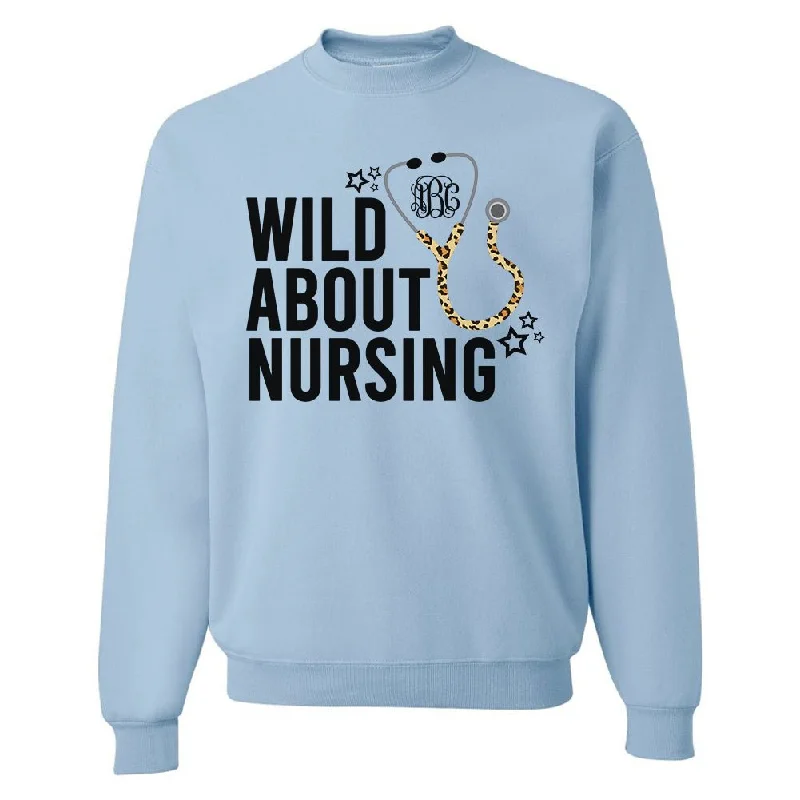Elegant Series Monogrammed 'Wild About Nursing' Crewneck Sweatshirt