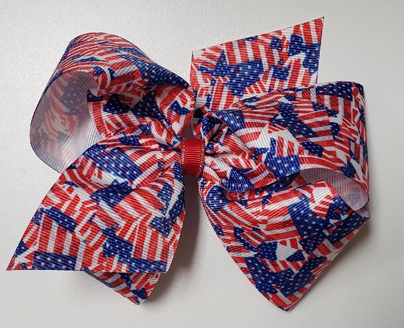 End Of The Year King Patriotic Print Bows (Click for patterns)