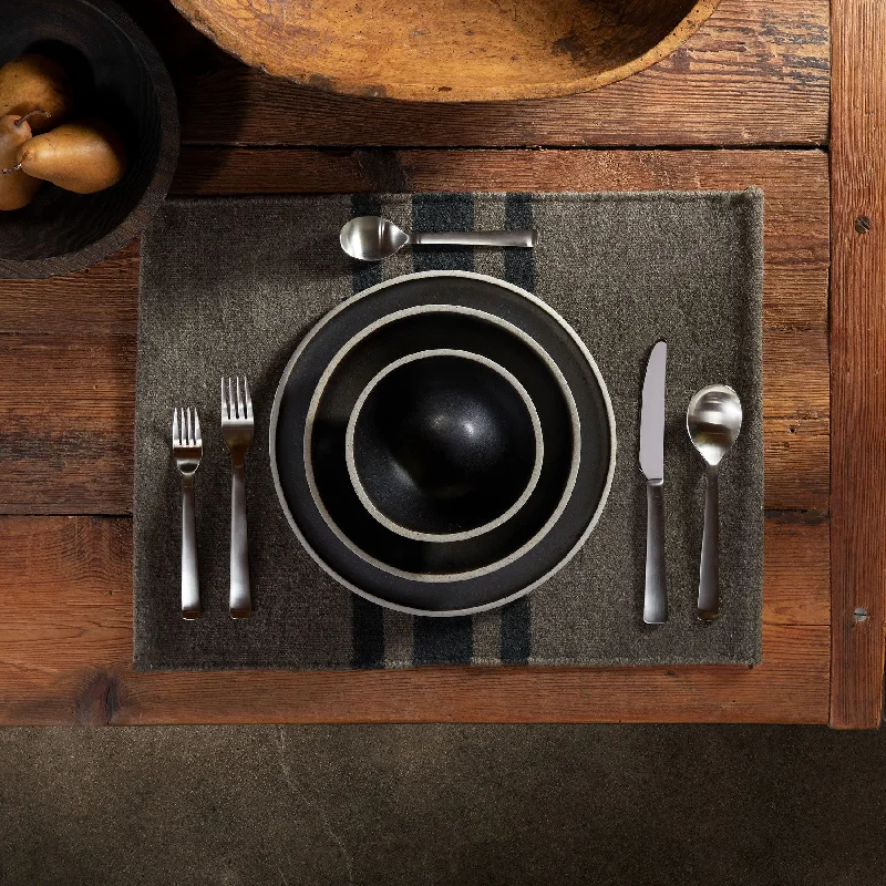 Sweet Breath Wool Striped Placemat - Flint/Anthracite