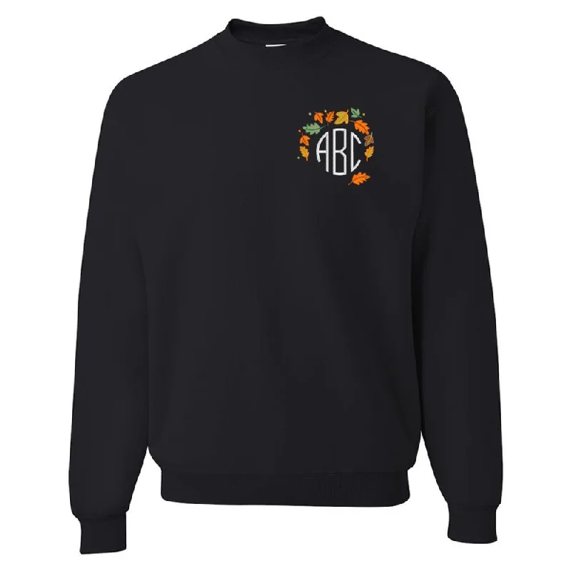 Cozy Street Style Monogrammed Fall Leaves Crewneck Sweatshirt