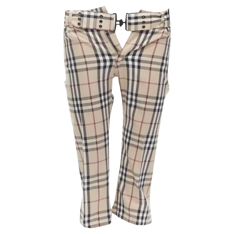 Elegant Wear Burberry London Hoe Check Signature belted cropped pants