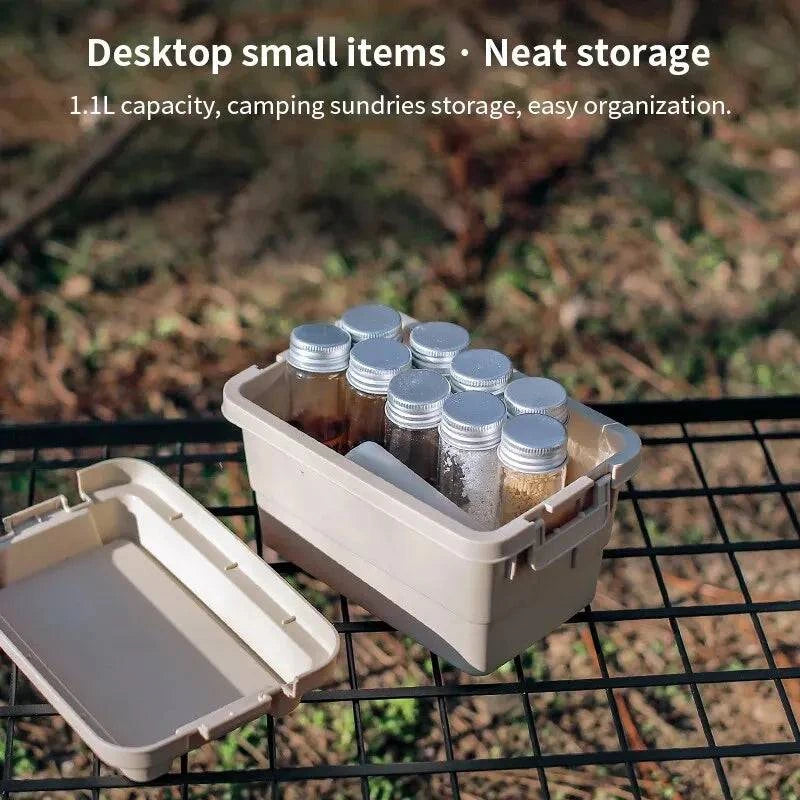 Comfy Chic 1.1L Outdoor Camping Storage Box Travel BBQ Utensils Organizer Seasoning Bottle Storage Box Portable Desktop Tissue Container