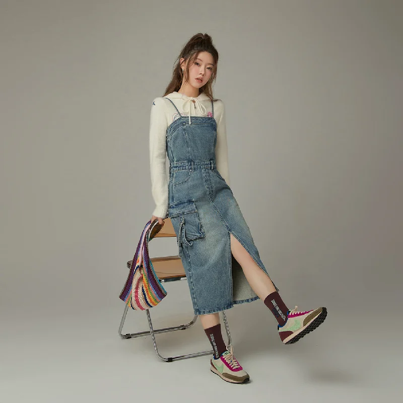Body Design Bustier Denim Long Dress