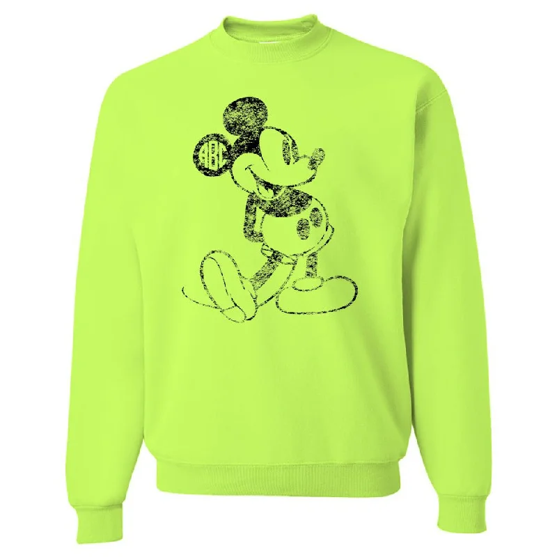 Chic Comfort Monogrammed Neon 'Vintage Mickey' Crewneck Sweatshirt