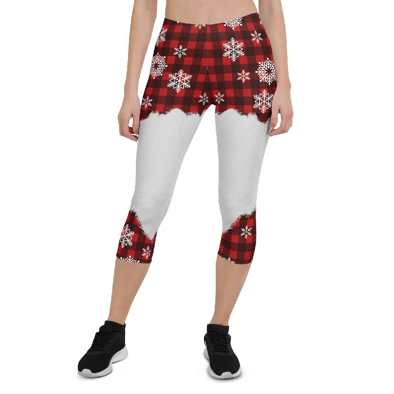 Minimal Style Snowy Plaid Perfection Capris