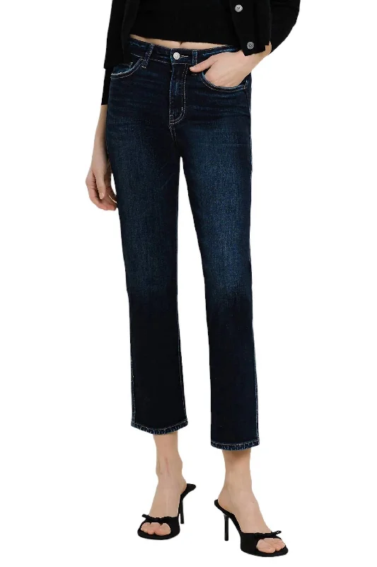 Advanced Customization High Rise Crop Straight Jeans In Dark Wash