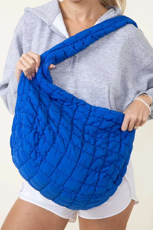 High-end Customization Large Quilted Puffer Carryall Bag for Women in Royal Blue | QBS320125-ROYAL