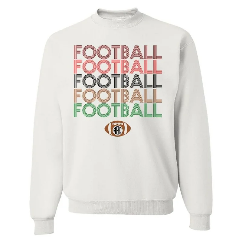 American Style Monogrammed 'Retro Football' Crewneck Sweatshirt