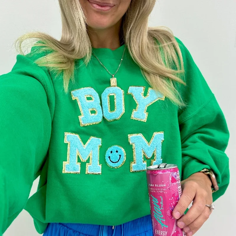 End Of The Year Boy Mom Letter Patch Sweatshirt
