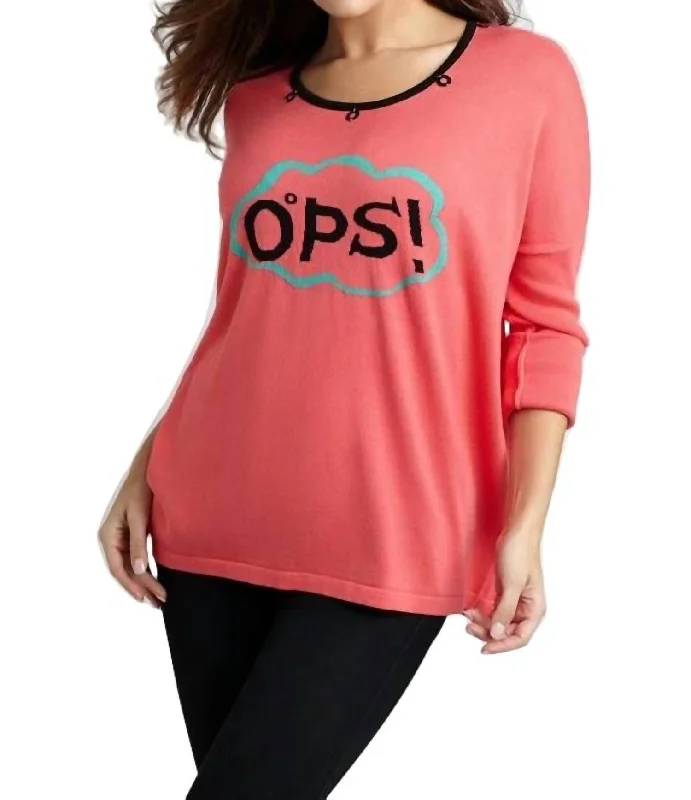 Comfortable And Simple Word Cloud Graphic Sweater In Coral Multi