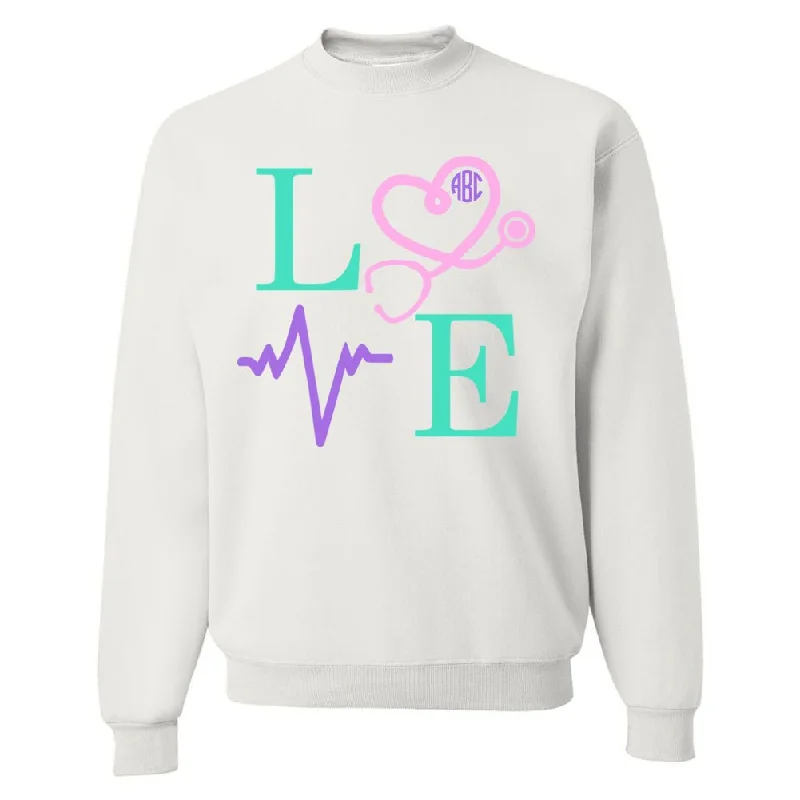 Unique Fashion Monogrammed 'Nurse Love' Crewneck Sweatshirt