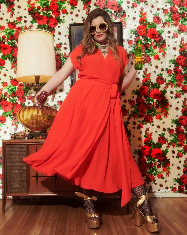 Exquisite Details Jasmine Midi Dress - Flame