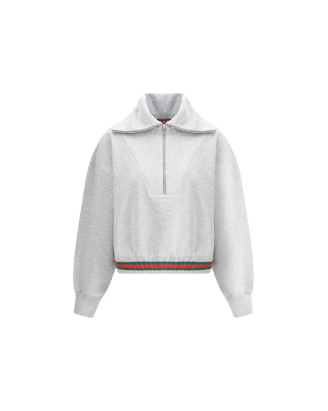 Modernism Gucci Zip Sweatshirt with High Collar and Half-Bust Zipper Closure