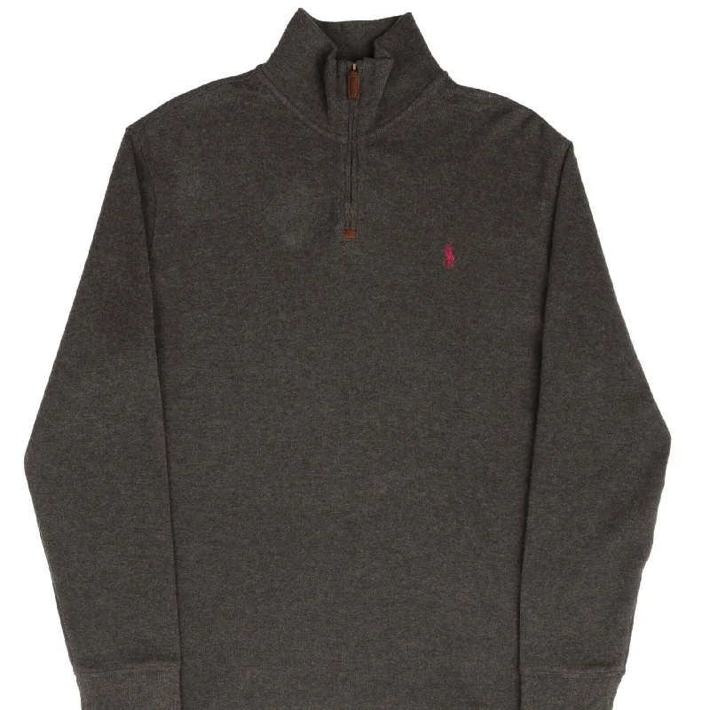 Minimal Comfort POLO RALPH LAUREN DARK GREY QUARTER 1/4 ZIP SWEATER SIZE MEDIUM