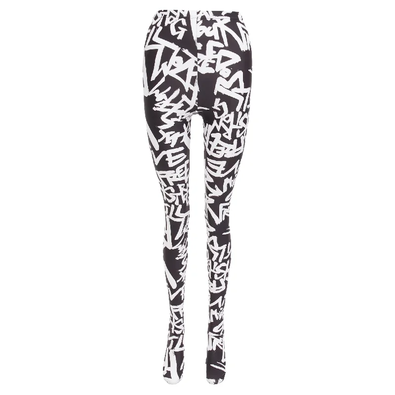 College Style Comme Des Garcons Free Graffiti Skinny Leggings