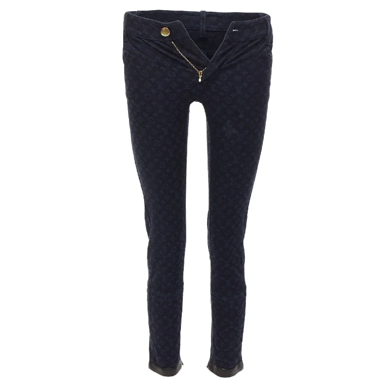 Modern City Louis Vuitton LV Monogram Leather Trim Skinny Jeans