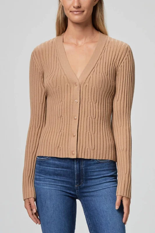 Urban Style Shirin Cardigan In Dark Camel